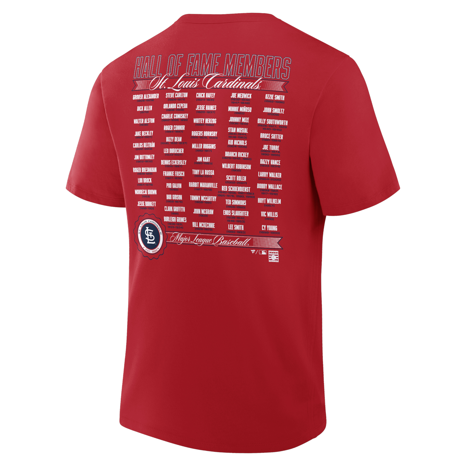 Men’s St. Louis Cardinals Hall of Fame Roster T-Shirt