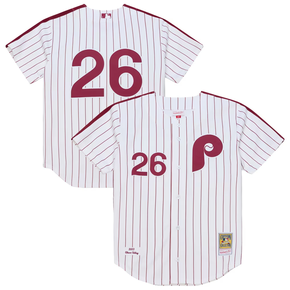 Men’s Mitchell & Ness Chase Utley Philadelphia Phillies Authentic 2003 Home Jersey