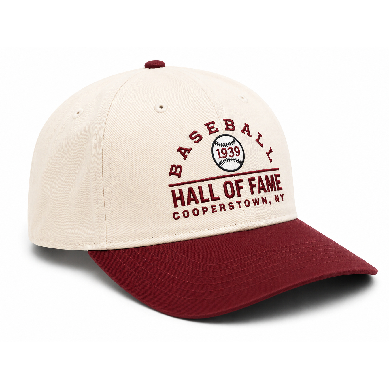 Men’s Baseball Hall of Fame Clubhouse Off-White & Maroon Adjustable Cap