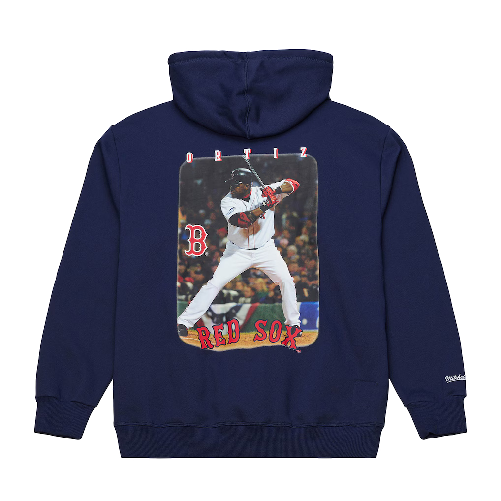 Men’s Mitchell & Ness David Ortiz Red Sox Navy Fleece Hoodie