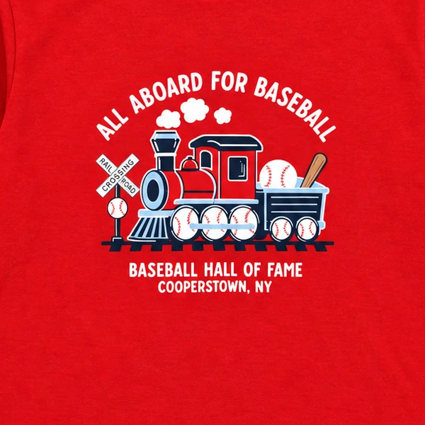 Toddler Baseball Hall of Fame Red Train Long Sleeve Tee
