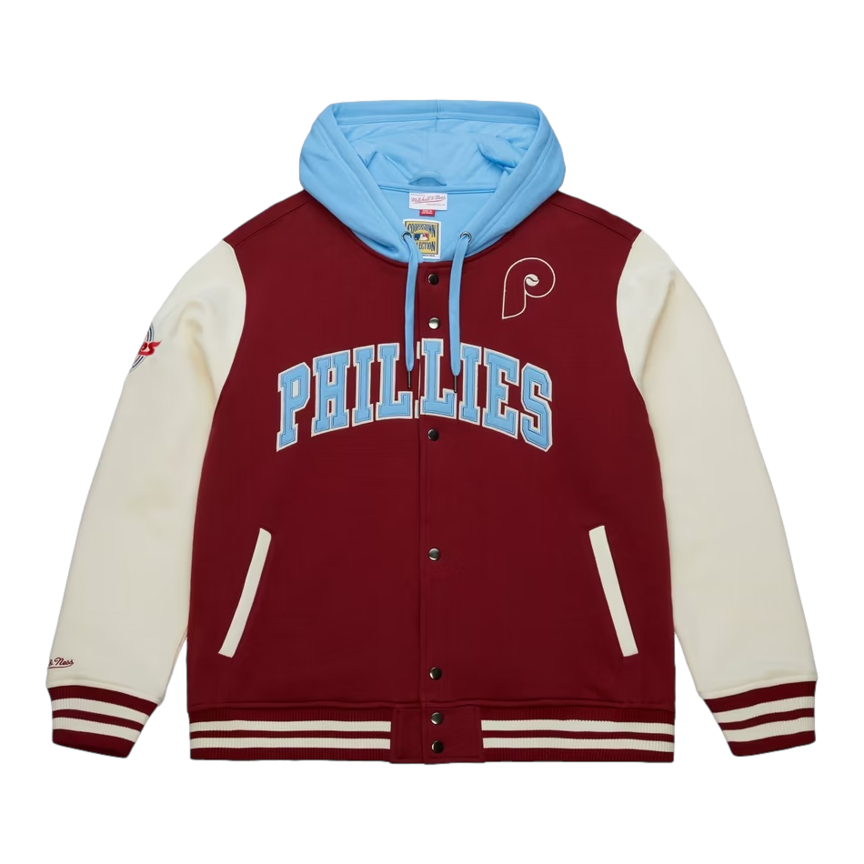 Men’s Mitchell & Ness Philadelphia Phillies Sideline Fleece Full-Snap Hooded Jacket