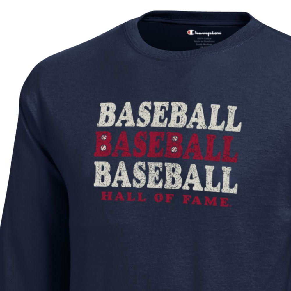 Youth Baseball Hall of Fame Champion Navy Long Sleeve Jersey Tee