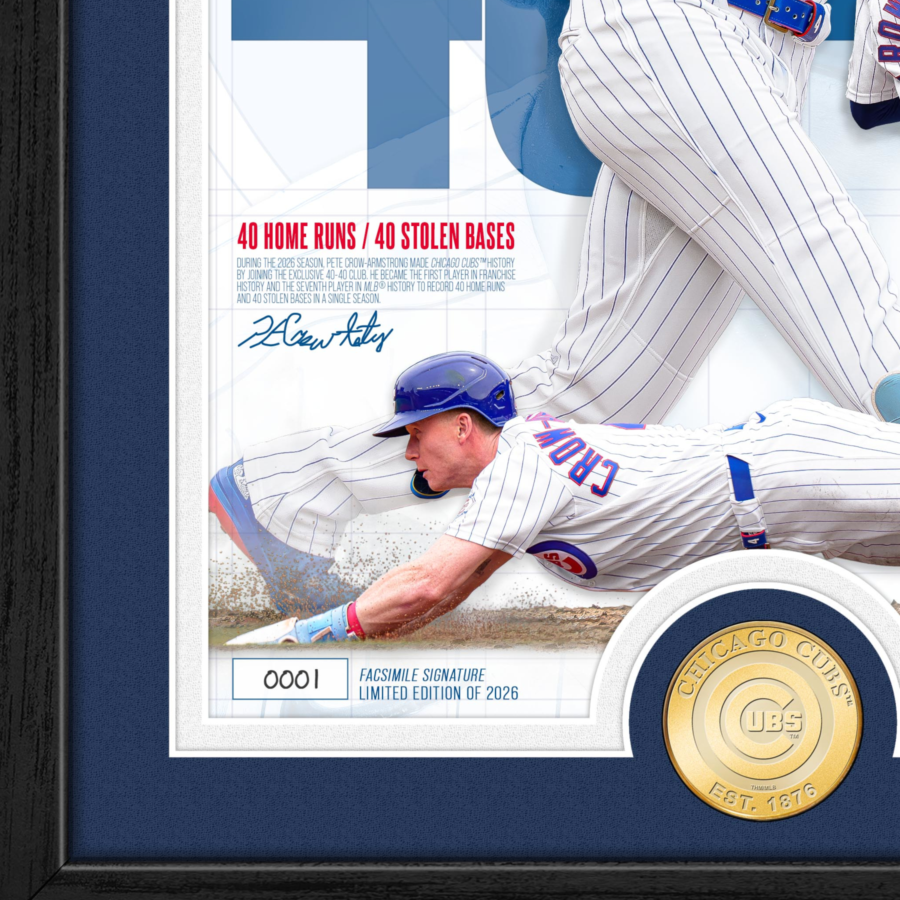 Highland Mint Pete Crow-Armstrong 2026 Joins the 40/40 Club 13 x 16 Bronze Coin Photo Mint Ltd Ed of 2,026