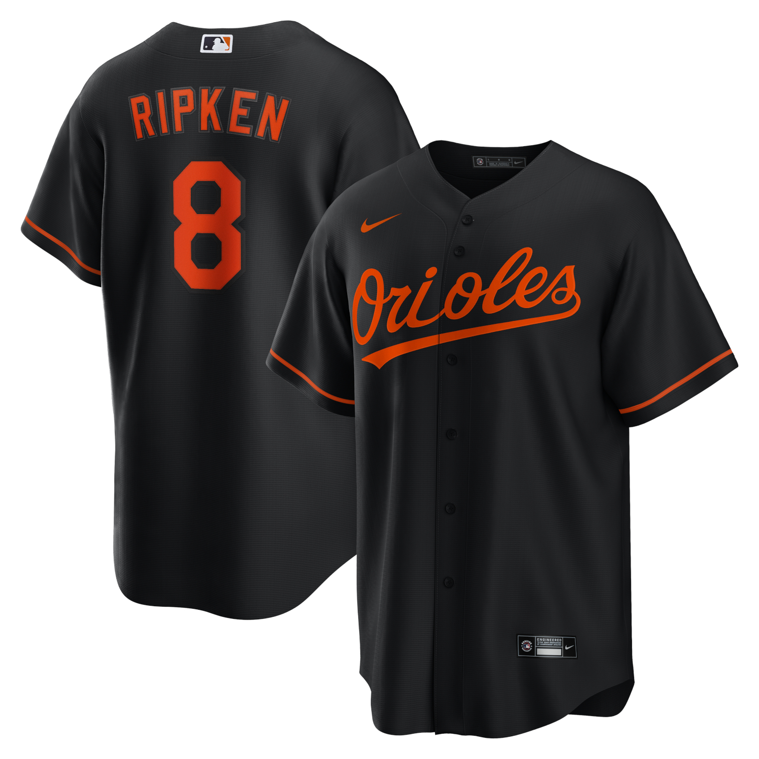 Men’s Nike Cal Ripken Jr. Baltimore Orioles Cooperstown Collection Full Button Front Black Replica Jersey