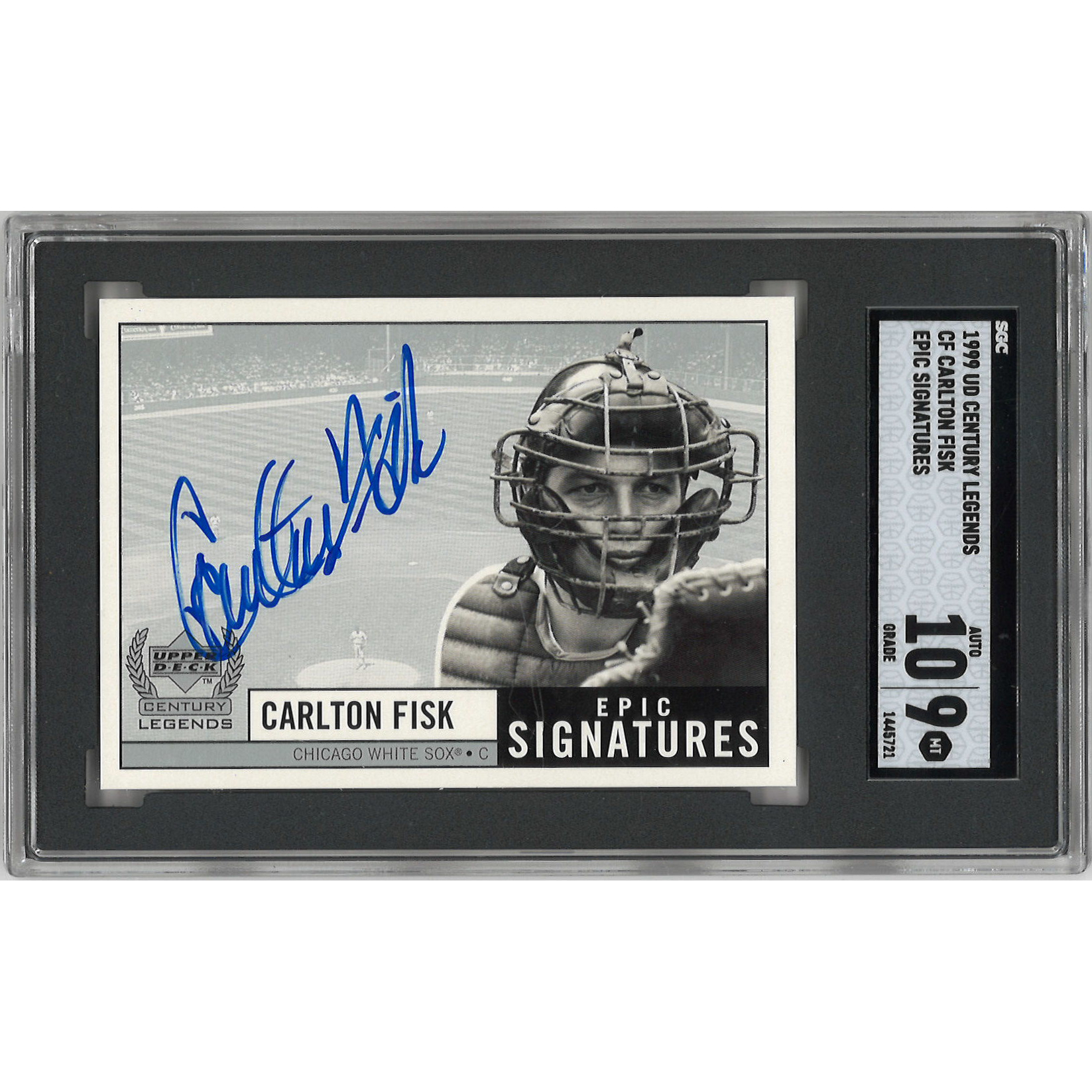 Carlton Fisk Autographed Card 1999 Upper Deck Century Legends Signatures # CF