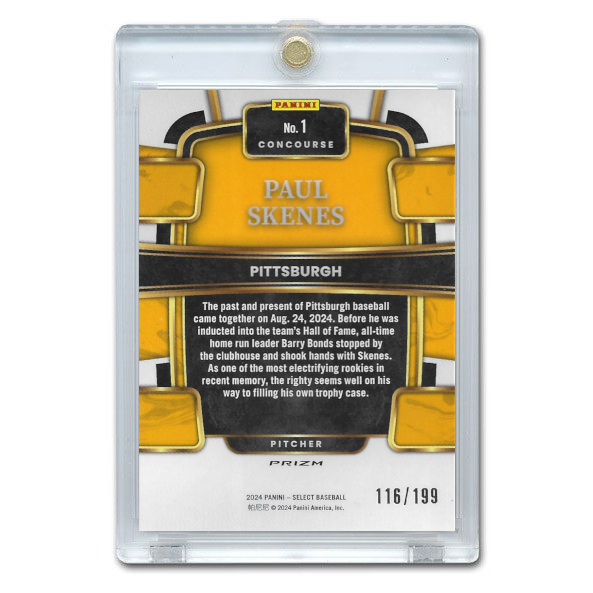 Paul Skenes Pittsburgh Pirates 2024 Panini Select Light Blue Prizm # 1 Rookie Card Ltd Ed of 199