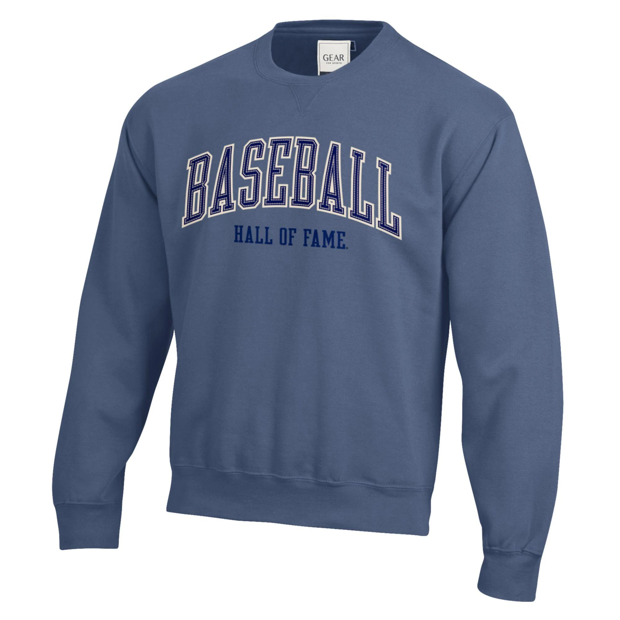 Baseball Hall of Fame Wool Applique Dungaree Blue Crewneck Sweatshirt