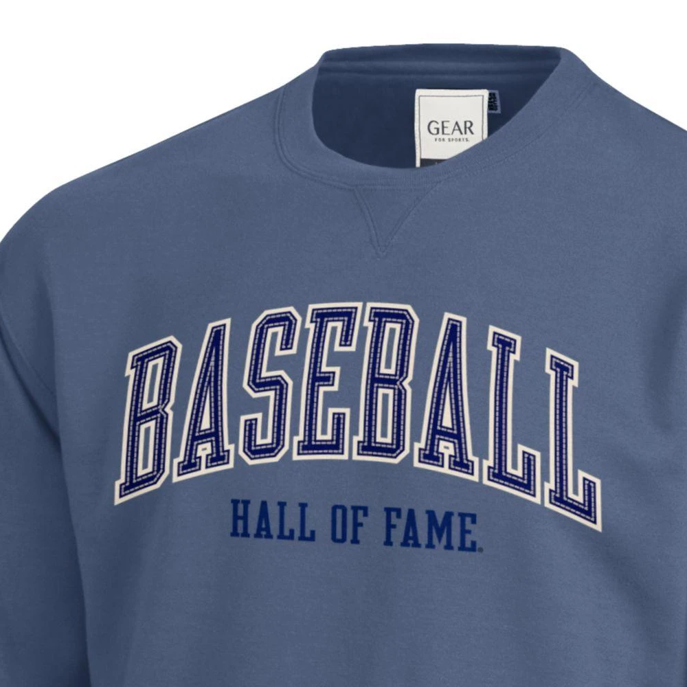 Baseball Hall of Fame Wool Applique Dungaree Blue Crewneck Sweatshirt