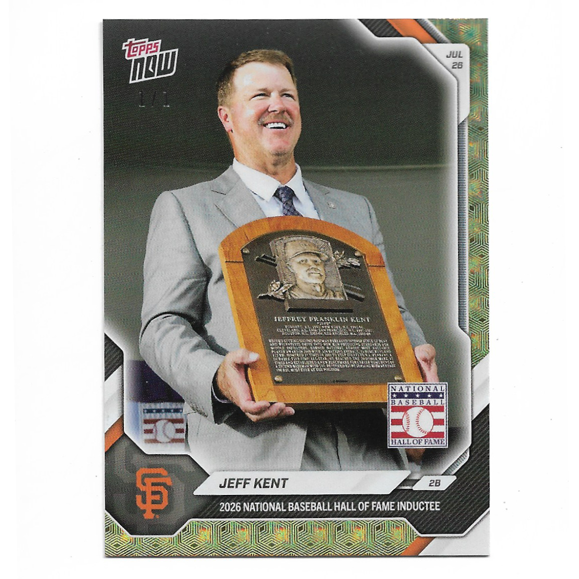 Jeff Kent Hall of Fame Induction 2026 Topps Now SuperFractor Foil # 489 Ltd Ed 1 of 1