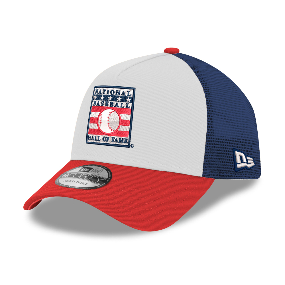 Men’s New Era Baseball Hall of Fame Logo Red, White and Navy 9FORTY AF Trucker Style Adjustable Snapback Cap