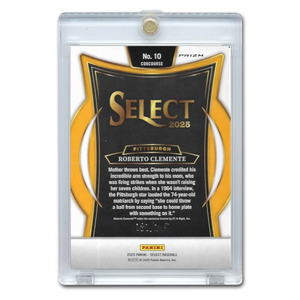 Roberto Clemente 2025 Panini Select Red Flash # 10 Ltd Ed of 299
