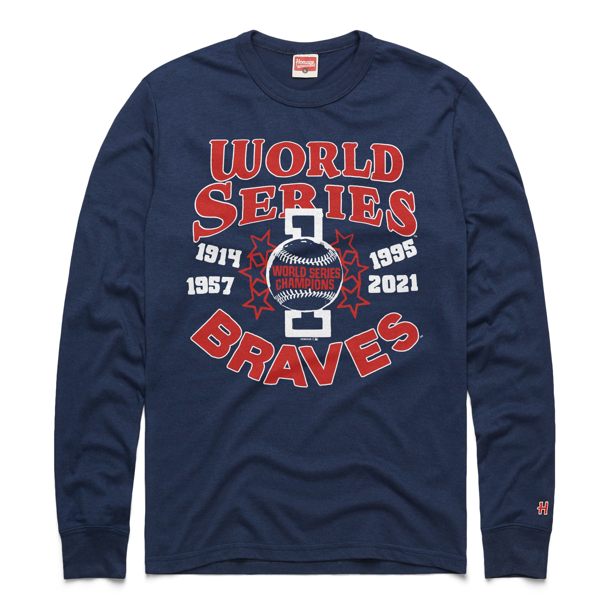 Men’s Homage Atlanta Braves Vintage World Series Navy Long Sleeve Tee