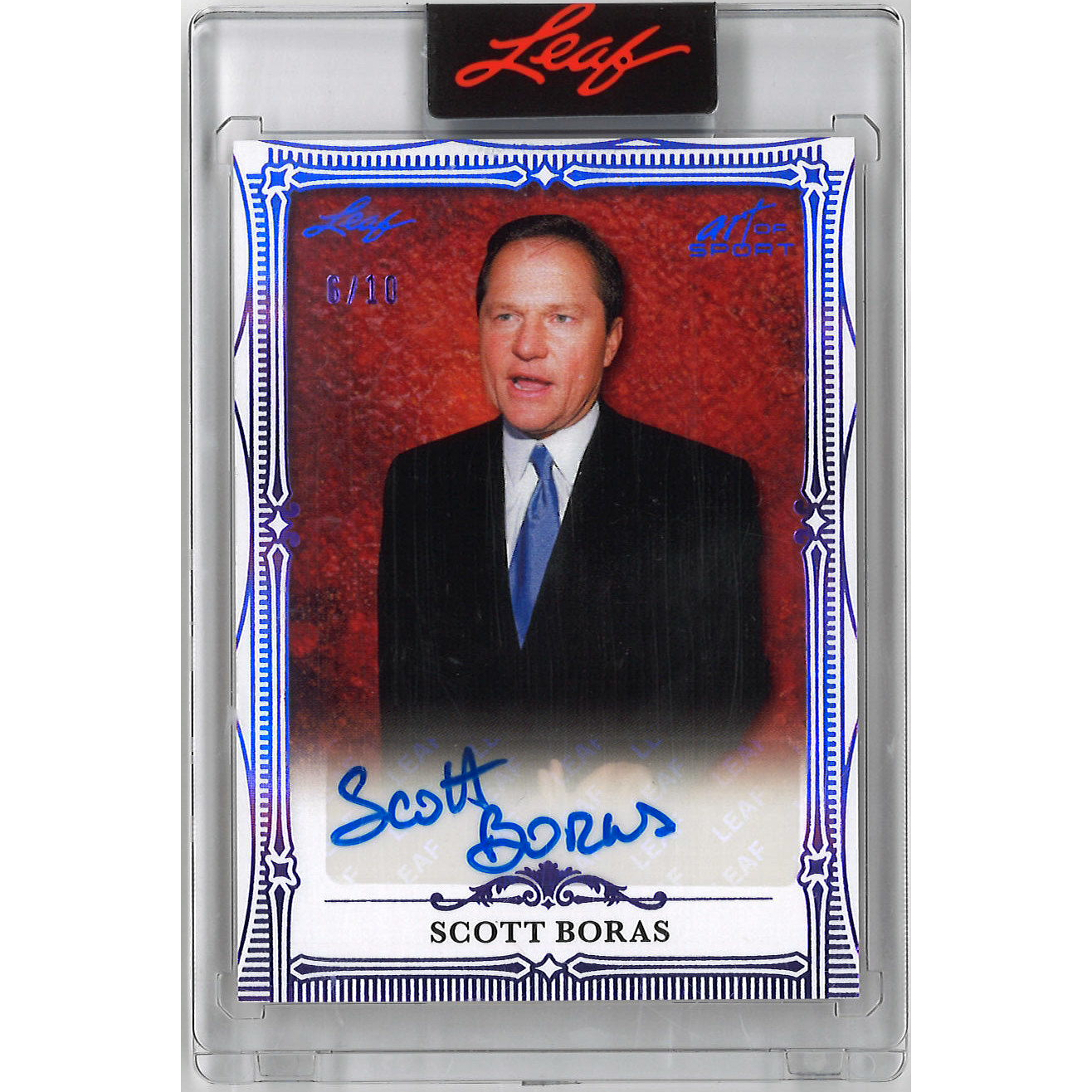 Scott Boras Autographed Card 2026 Leaf Art of Sports # BA-SB1 Ltd Ed of 10