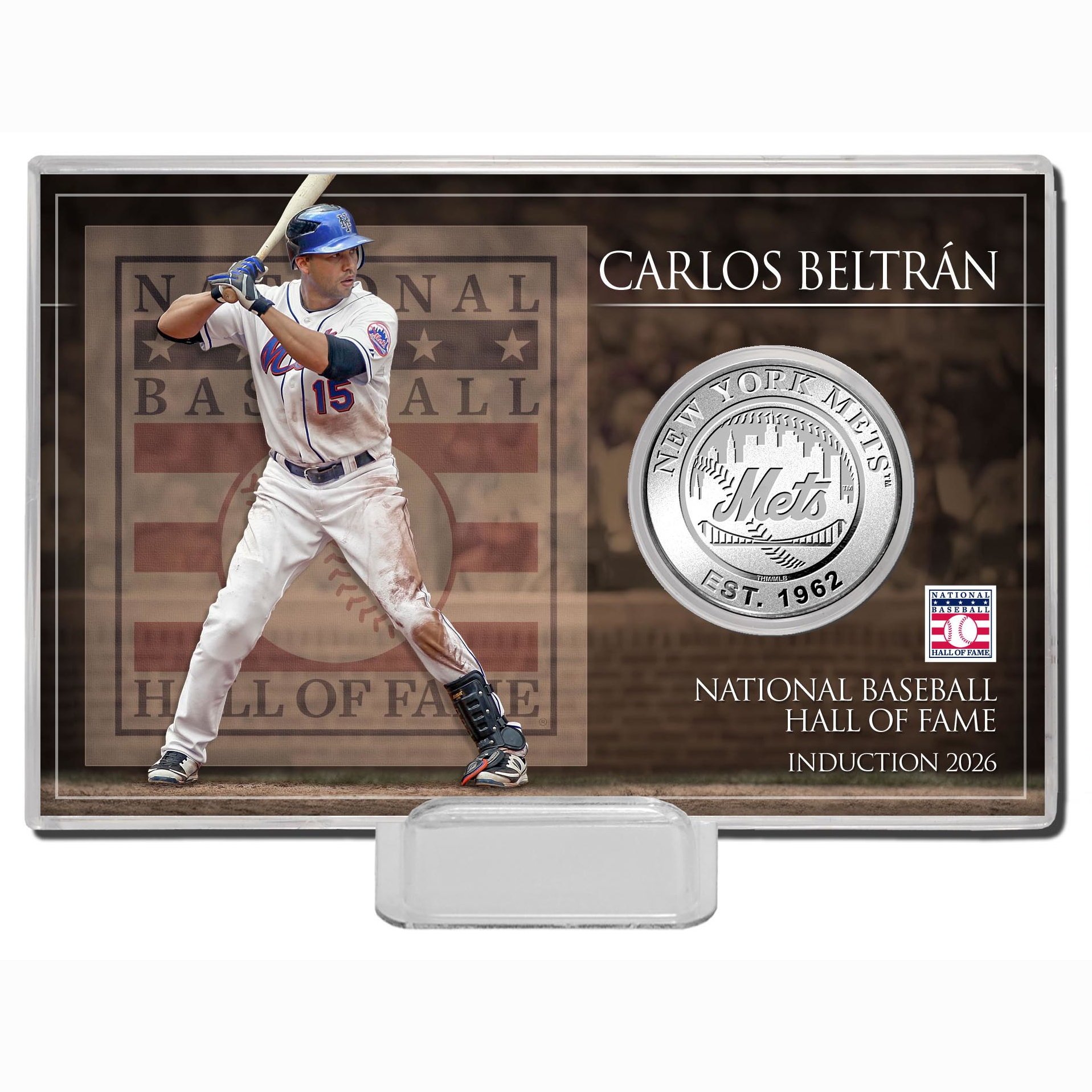 Carlos Beltrán New York Mets Hall of Fame Class of 2026 Limited Edition Silver Plated Coin Holder
