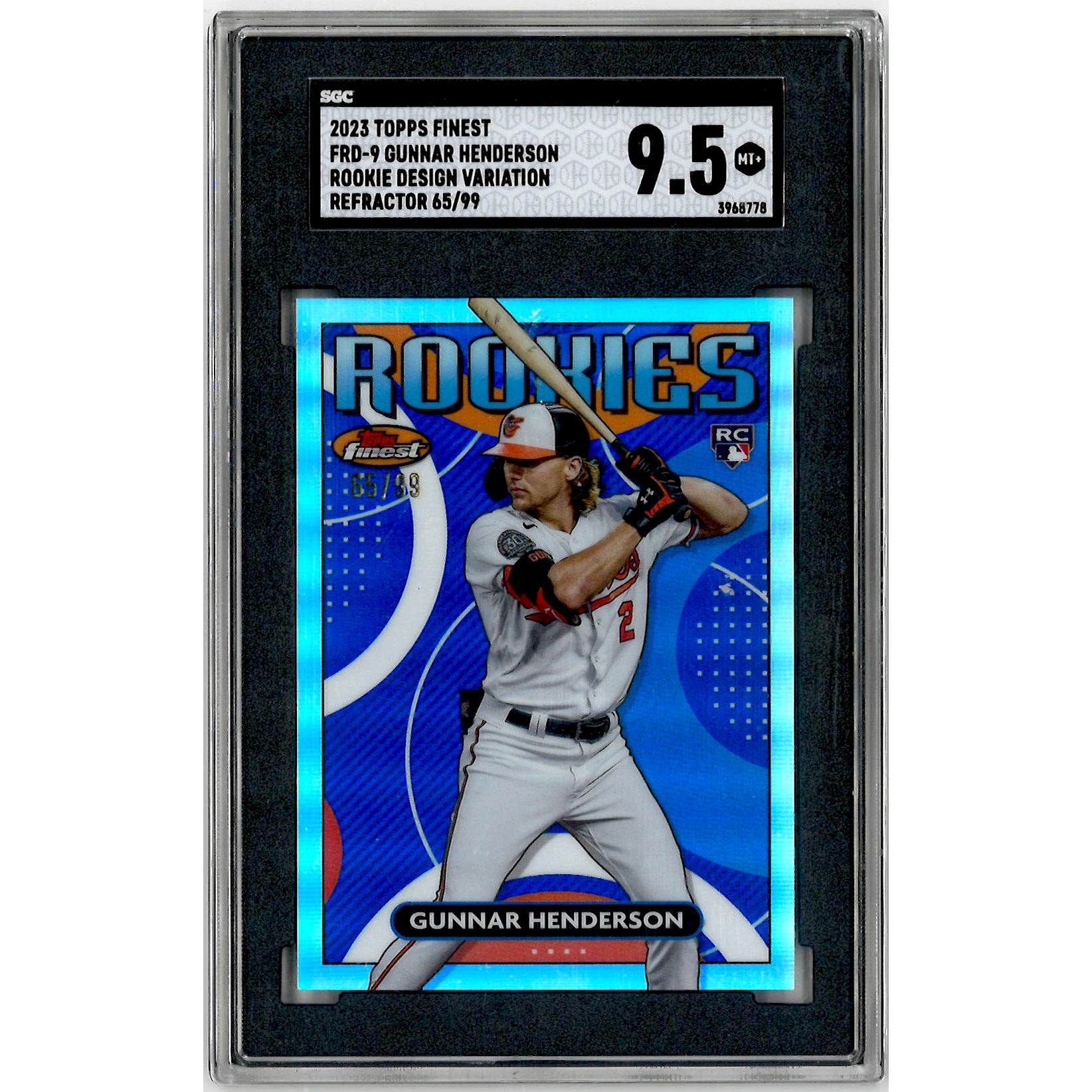 Gunnar Henderson Baltimore Orioles 2023 Topps Finest Rookie Design # 9 Rookie Card SGC 9.5 Ltd Ed of 99