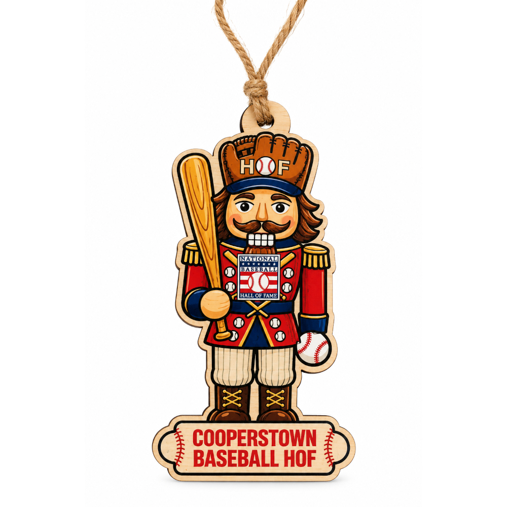 Baseball Hall of Fame Wooden Nutcracker Holiday Ornament
