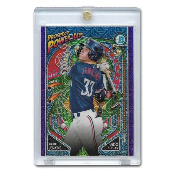 Walker Jenkins 2024 Bowman Chrome Prospect Power-Up Purple # 1 Pre-Rookie Card Ltd Ed of 250