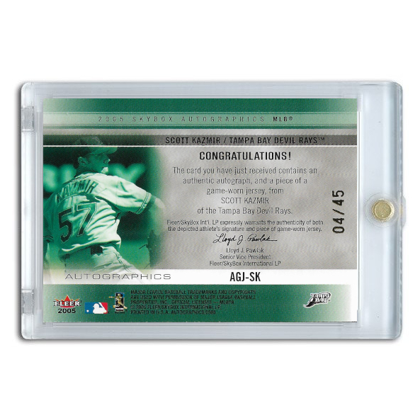 Scott Kazmir 2005 Fleer Autographics Authentic Game Jersey # AGJ-SK Ltd Ed of 45