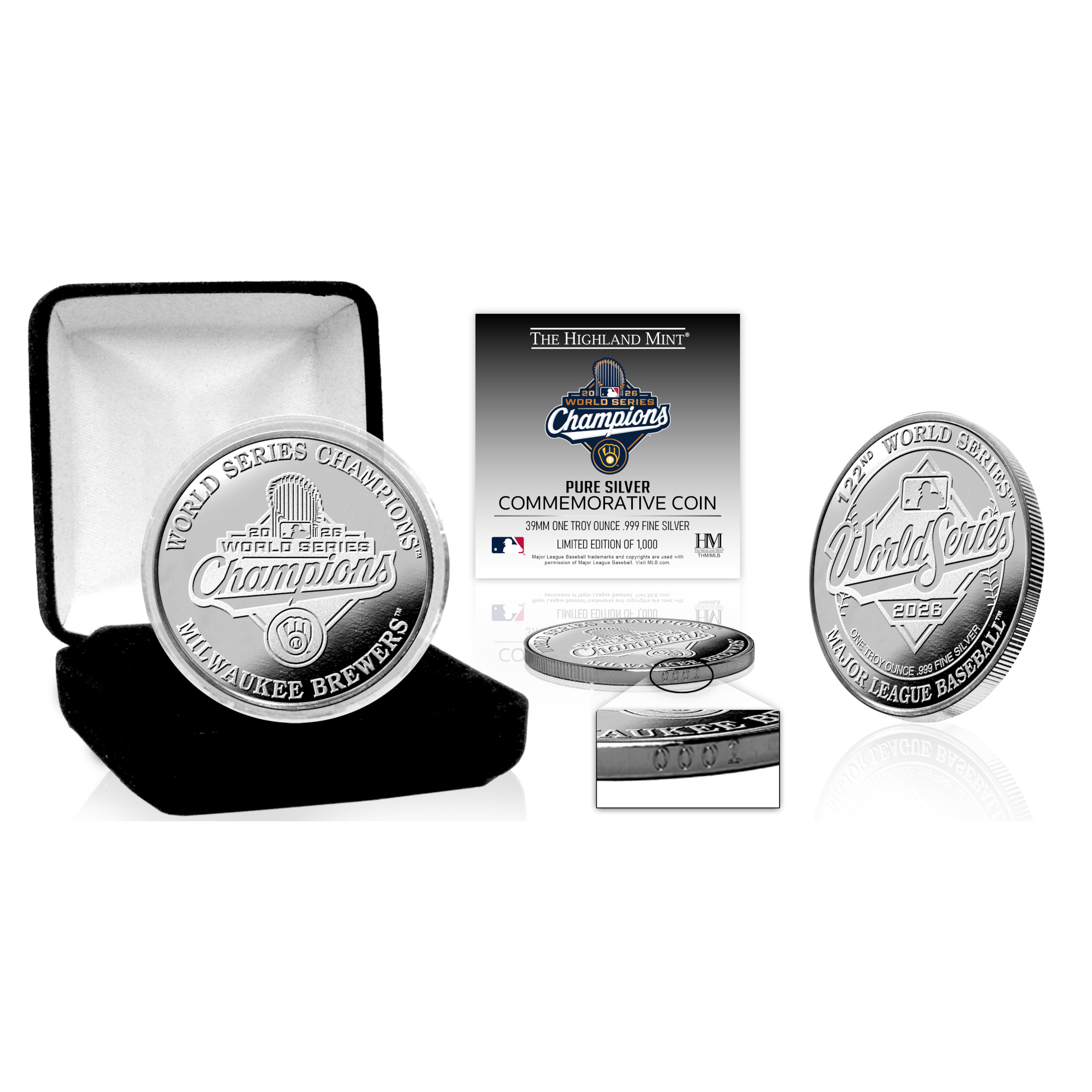 Milwaukee Brewers 2026 World Series Champions 1oz .999 Pure Silver Coin Ltd Ed of 1,000