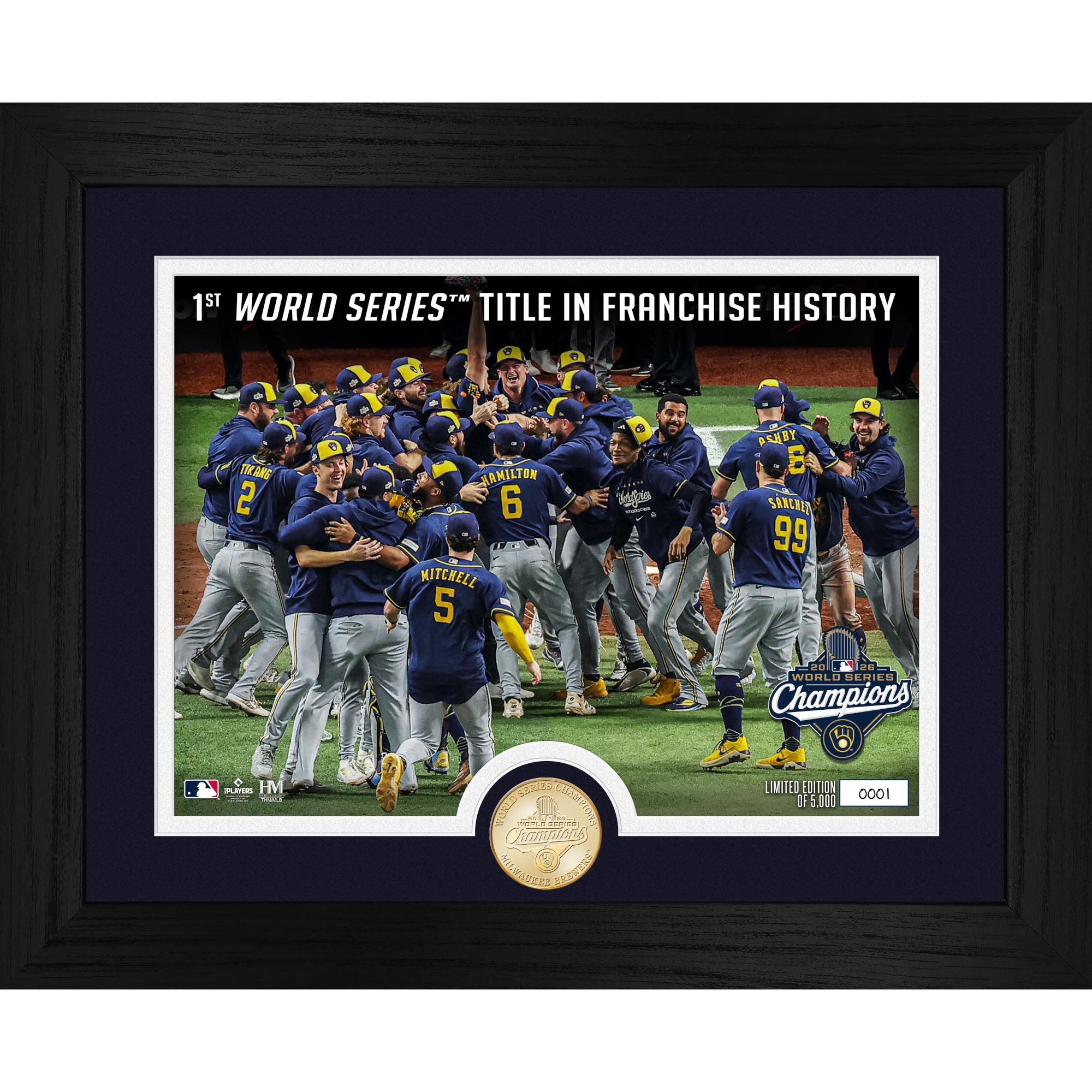 Milwaukee Brewers 2026 World Series Champions Celebration Bronze Coin 13" x 16" Photo Mint