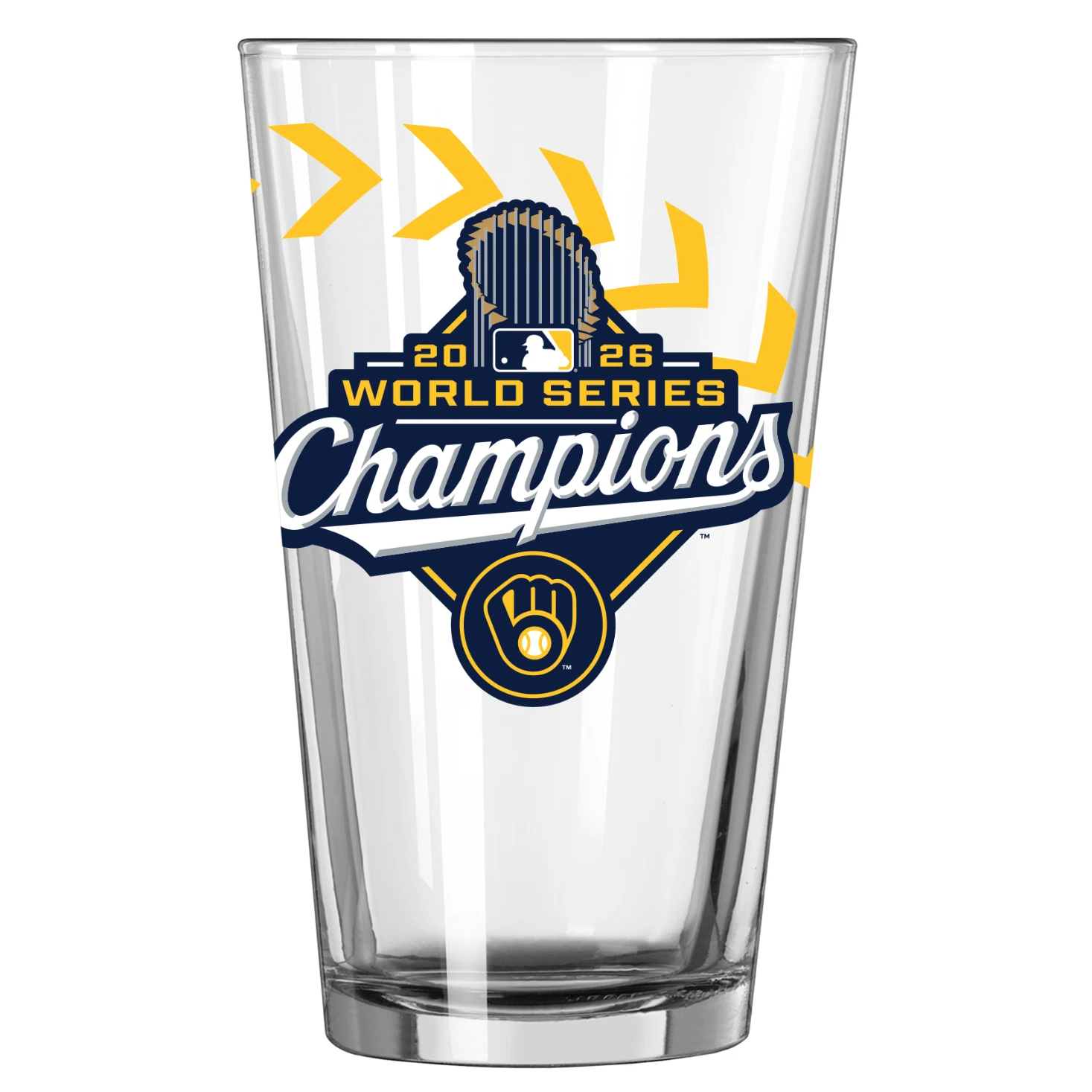 Milwaukee Brewers 2026 World Series Champions 16 Ounce Roster Pint Glass