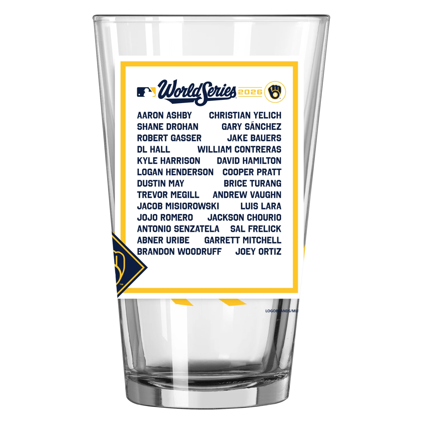 Milwaukee Brewers 2026 World Series Champions 16 Ounce Roster Pint Glass