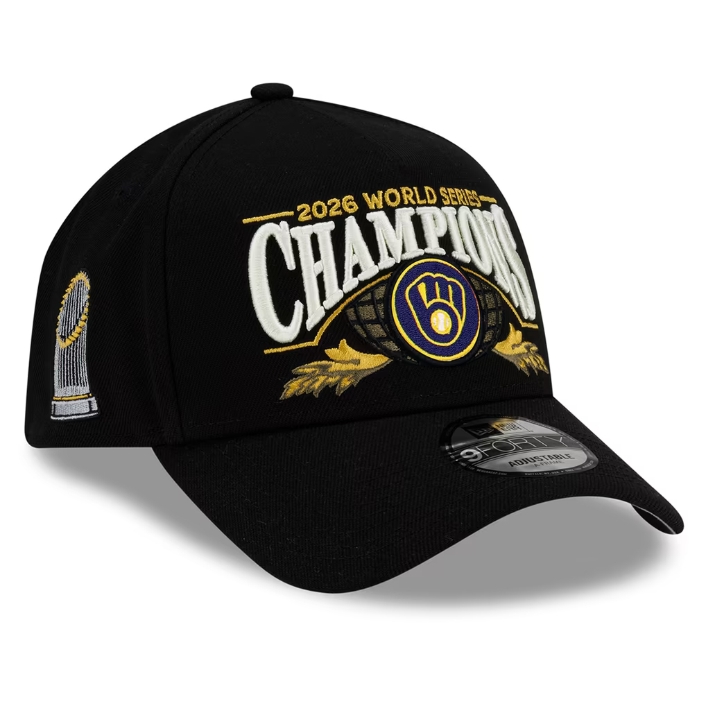 Men’s New Era Milwaukee Brewers 2026 World Series Champs 9FORTY Black Adjustable Hat