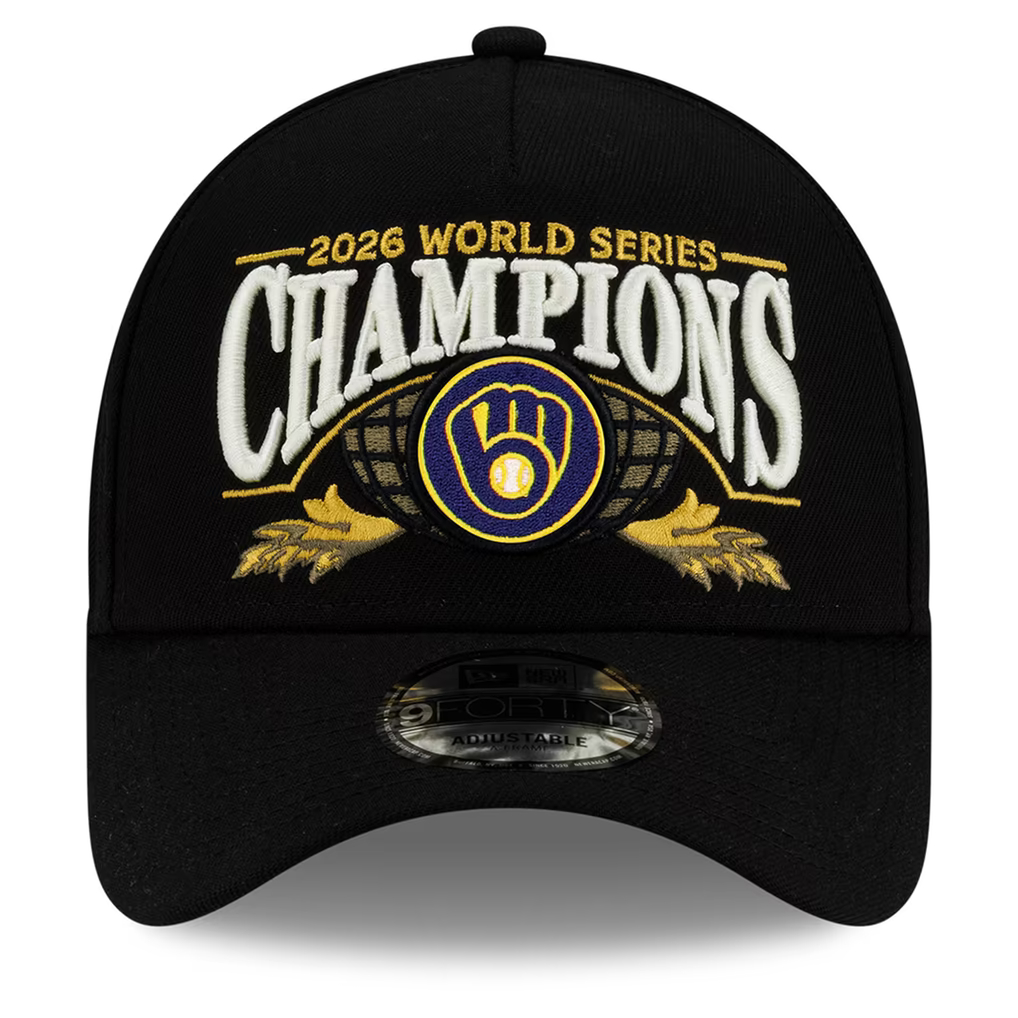 Men’s New Era Milwaukee Brewers 2026 World Series Champs 9FORTY Black Adjustable Hat