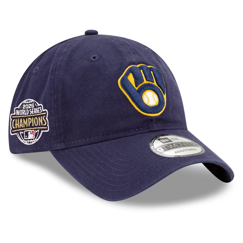 Men’s New Era Milwaukee Brewers 2026 World Series Champs Side Patch Navy Adjustable Cap