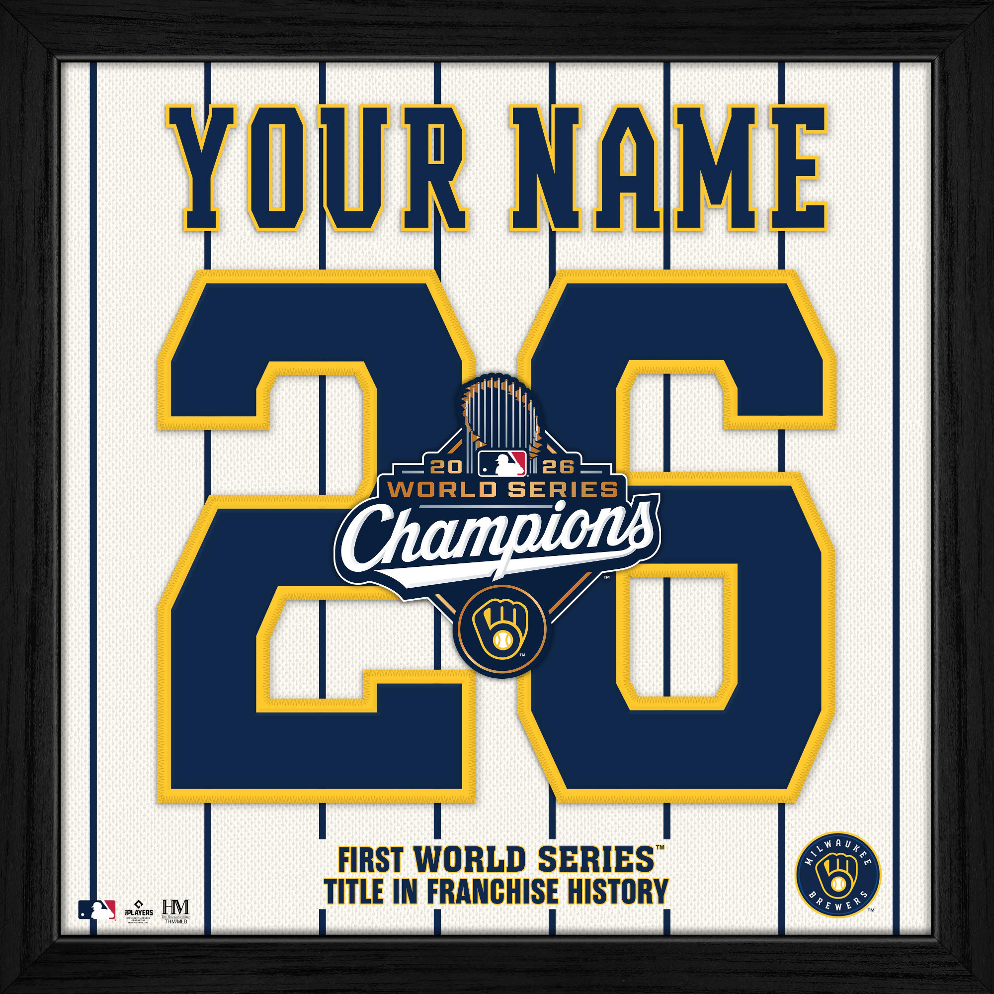 Milwaukee Brewers World Series Champions Personalized 13 x 13 Impact Jersey Framed Print