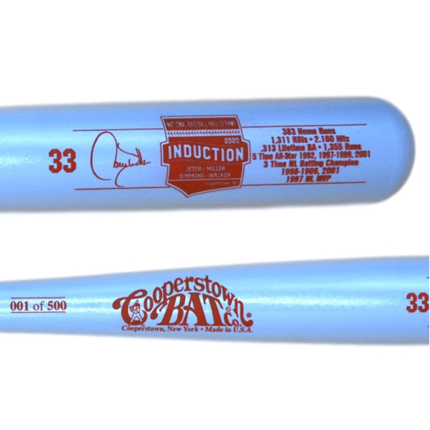 Larry Walker Baseball Hall of Fame Class of 2020 Limited Edition Full Size 34" Career Stat Bat - Blue Larry Walker Baseball Hall of Fame Class of 2020 Limited Edition Full Size 34" Career Stat Bat - Blue
