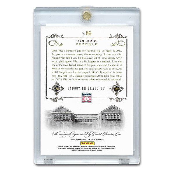 Jim Rice Autographed Card 2014 Panini Cooperstown HOF 75th Anniversary # 86
