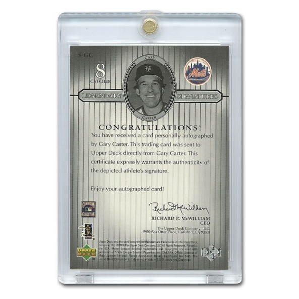 Gary Carter Autographed Card 2000 Upper Deck Century Legends
