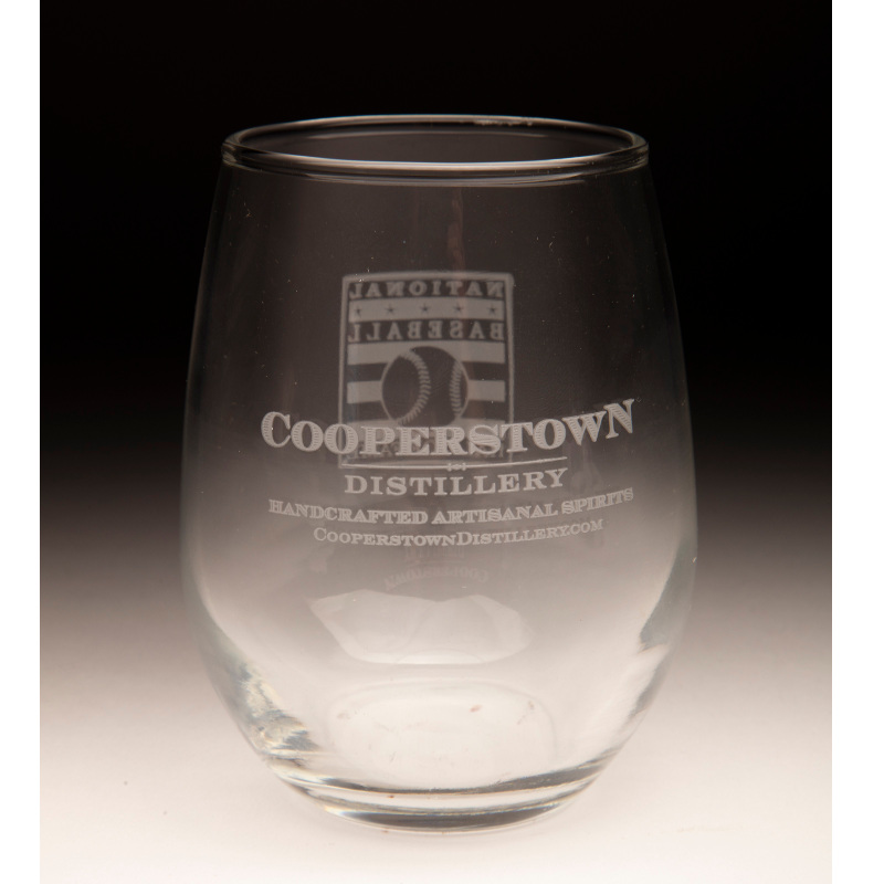 Hall of Fame Cooperstown Distillery 8 ounce Stemless Wine Glass Hall of Fame Cooperstown Distillery 8 ounce Stemless Wine Glass