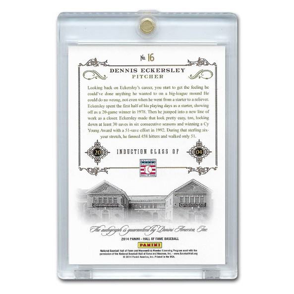 Dennis Eckersley Autographed Card 2014 Panini Cooperstown HOF 75th Anniversary # 16