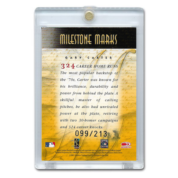Gary Carter Autographed Card 2001 Donruss Signature Milestone Marks Ltd Ed of 213
