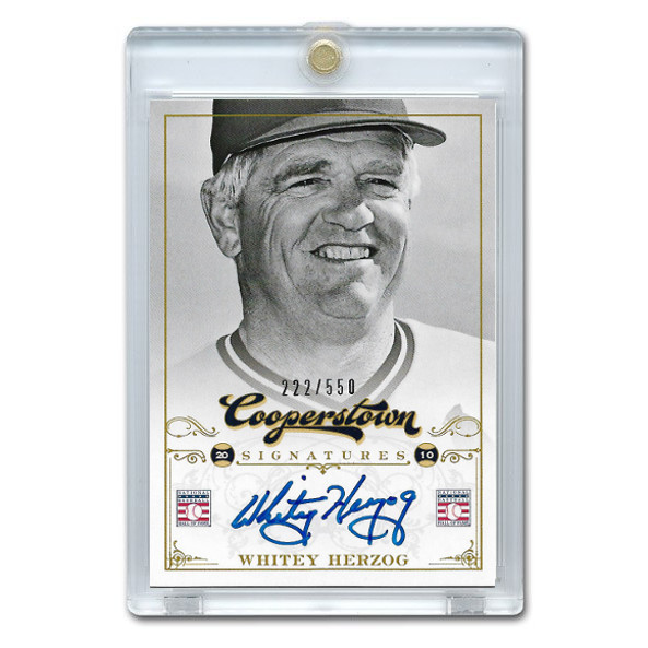 Whitey Herzog Autographed Card 2012 Panini Cooperstown Ltd Ed 550