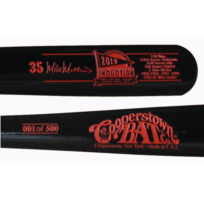 Mike Mussina Baseball Hall of Fame 2019 Induction Limited Edition Full Size 34" Career Stat Bat - Black