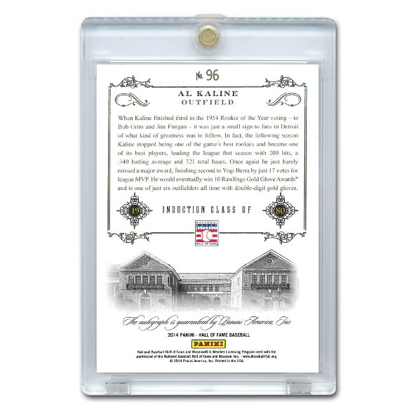 Al Kaline Autographed Card 2014 Panini Cooperstown HOF 75th Anniversary # 96
