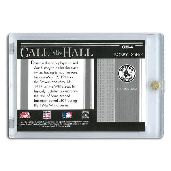 Bobby Doerr Autographed Card 2004 Donruss Timelines Call to the Hall