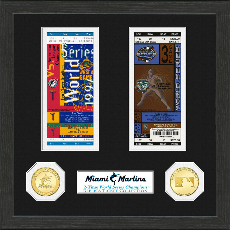 Highland Mint Miami Marlins Framed World Series Replica Ticket Collection