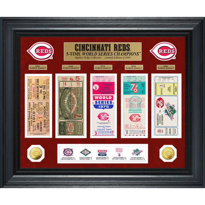Highland Mint Cincinnati Reds World Series Deluxe Framed Gold Coin & Replica Ticket Collection