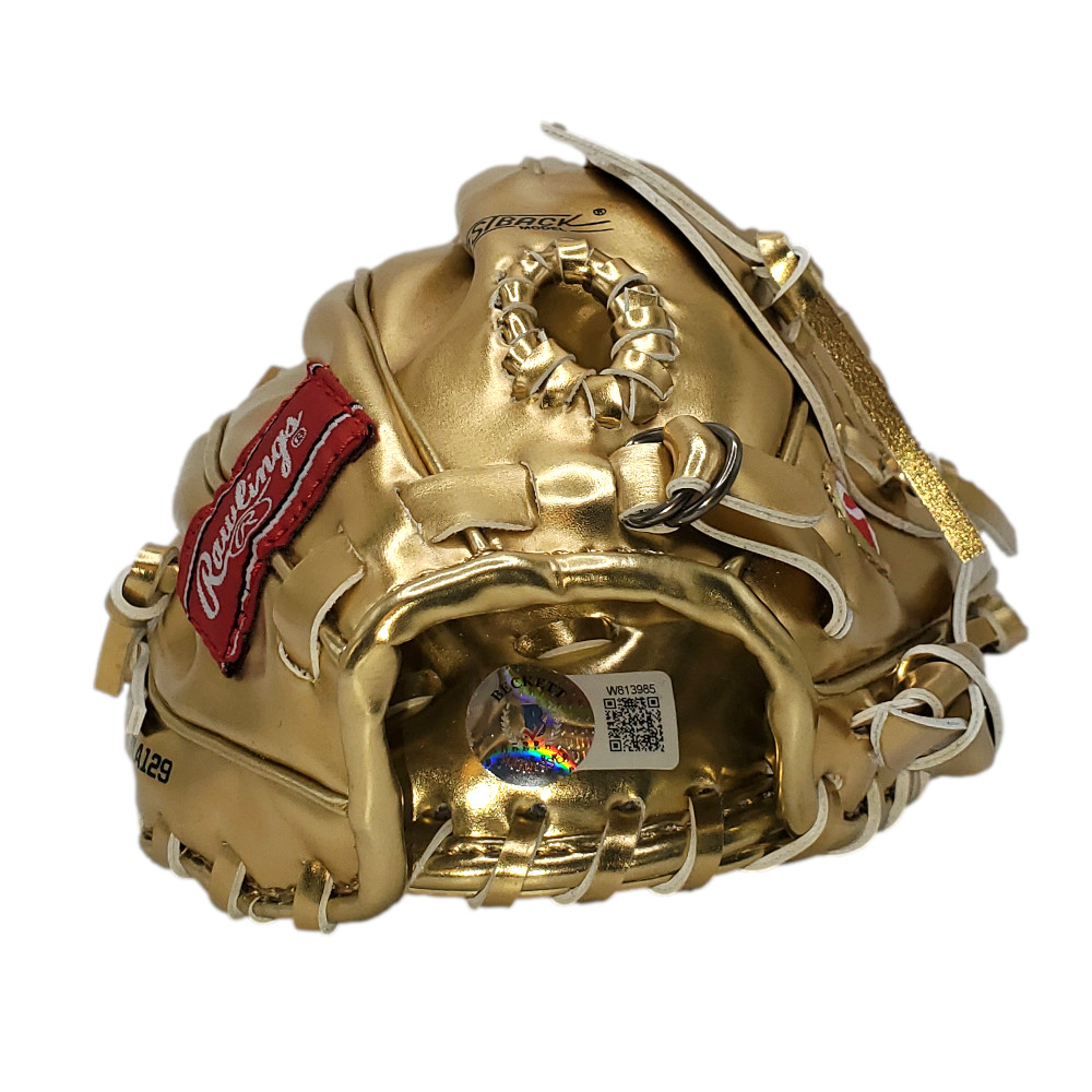 Barry Larkin Autographed Rawlings Mini Gold Glove Award with 3x GG Inscription (Beckett)