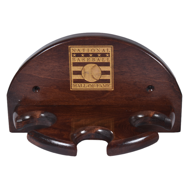 Baseball Hall of Fame 3 Bat Crescent Display Rack – Dark Finish