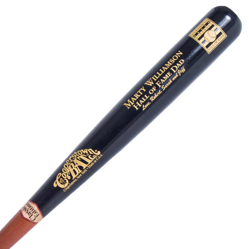 Baseball Hall of Fame Logo 34" Personalized Bat - Black Barrel, Brown Handle Baseball Hall of Fame Logo 34" Personalized Bat - Black Barrel, Brown Handle