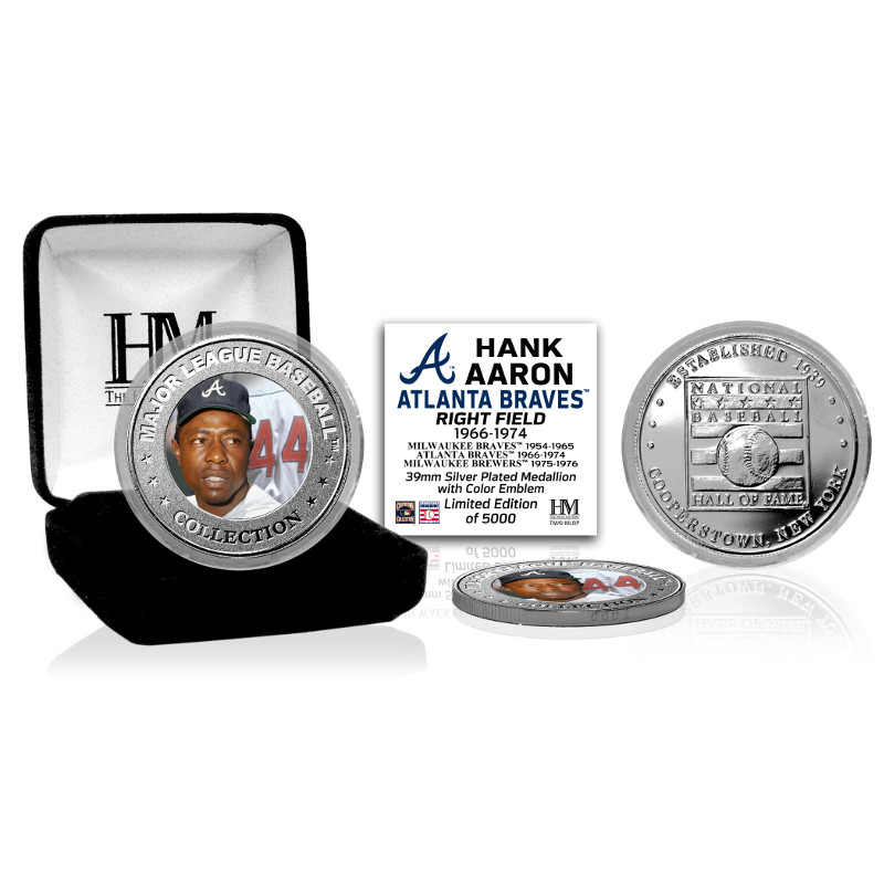 Highland Mint Hank Aaron Atlanta Braves Hall of Fame Silver Photo Coin