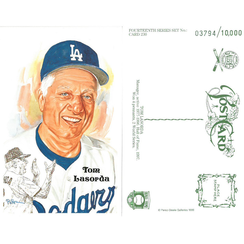 Perez-Steele Tom Lasorda Limited Edition Postcard