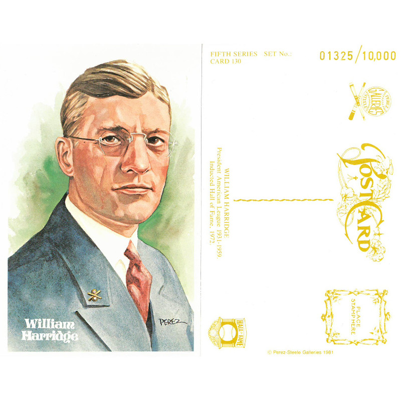 Perez-Steele Will Harridge Limited Edition Postcard
