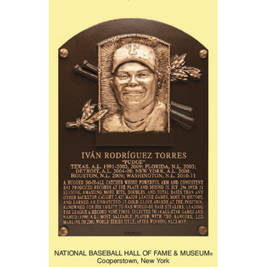 Ivan Rodriguez Postcard- Baseball Hall of Fame Induction Plaque - Rangers  Photo